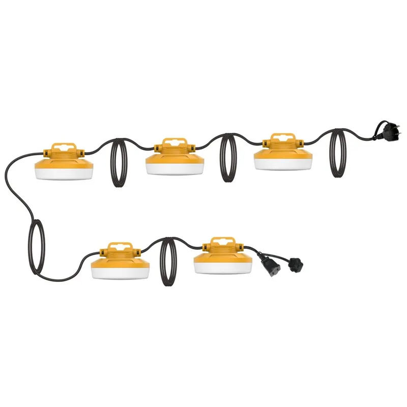 50ft LED Construction Temporary String Light - 50W - 1200 Lumens/Head - 5 Light Heads - IP65 Waterproof - LumeGen — LightUp Lighting LED Temporary & Work Lights 50.0W 5000K