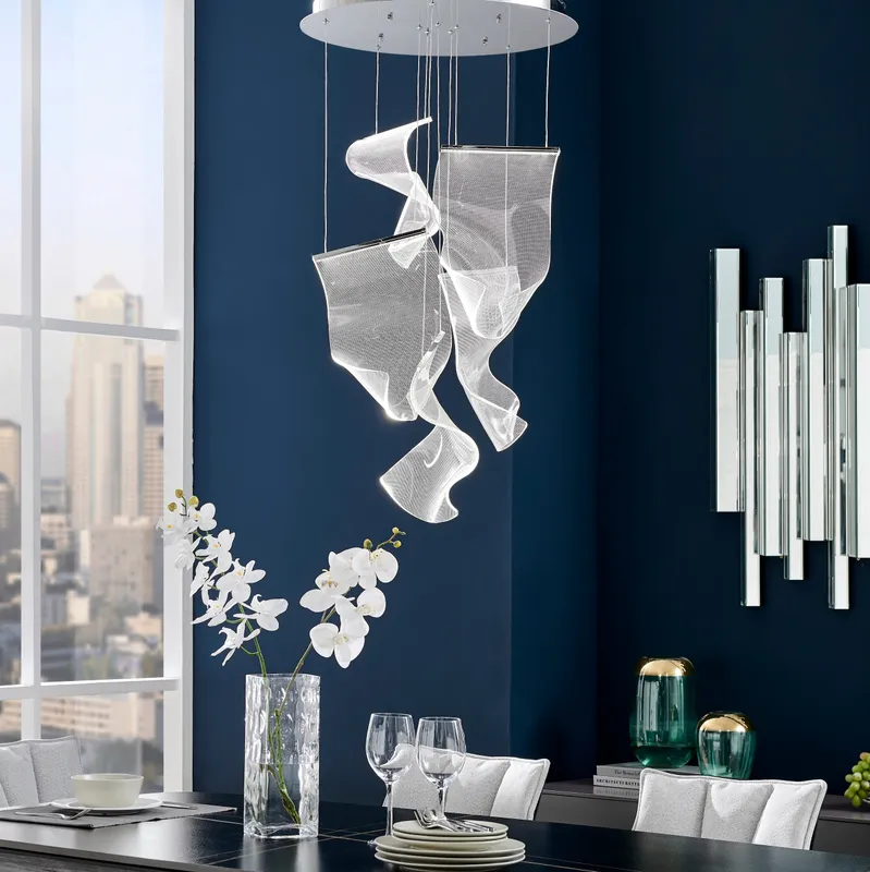 Acrylic Lace 5 Light Chandelier // Chrome — Finesse Decor LED High Bay Lights 1982.0W 4000K