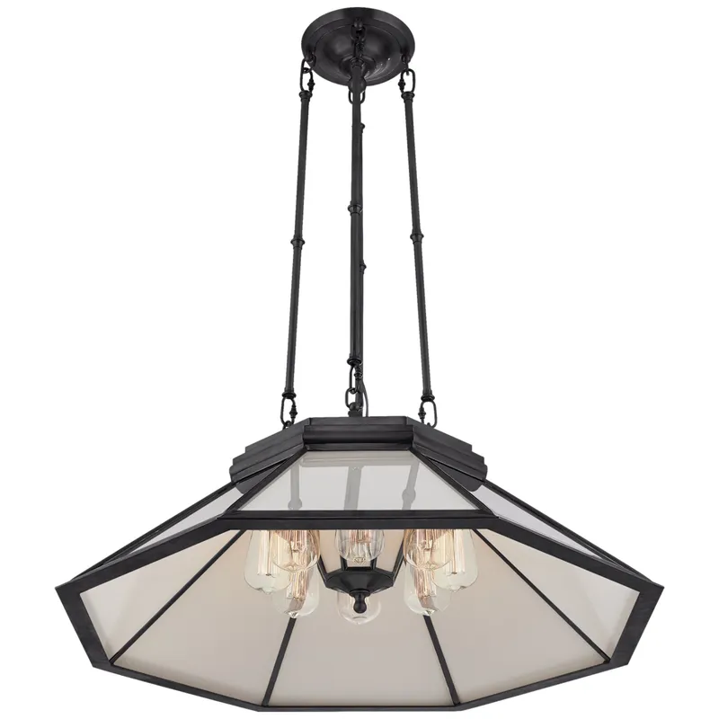 Ralph Lauren Rivington Medium Eight-Paneled Chandelier in Bronze with White Glass Ceiling Light W30.5" — Foundry Lighting LED Panel Lights  