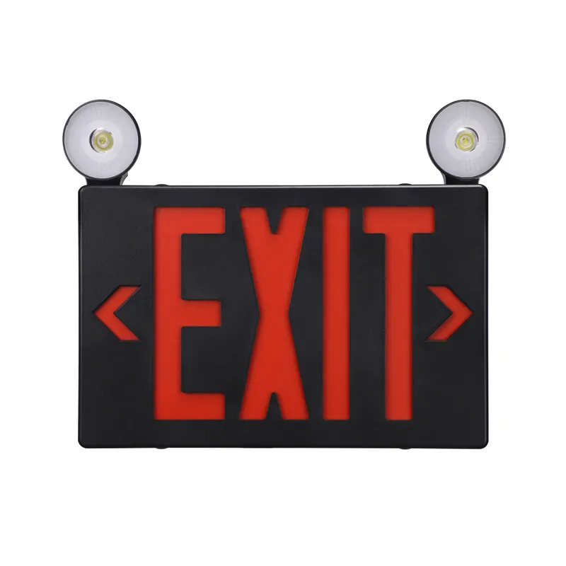 LitWay Indoor Exit Sign with Emergency Light - Black - Red Letters
